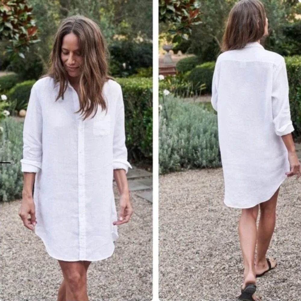 Frank & Eileen Mary Classic Shirtdress Classic Linen White Size Medium